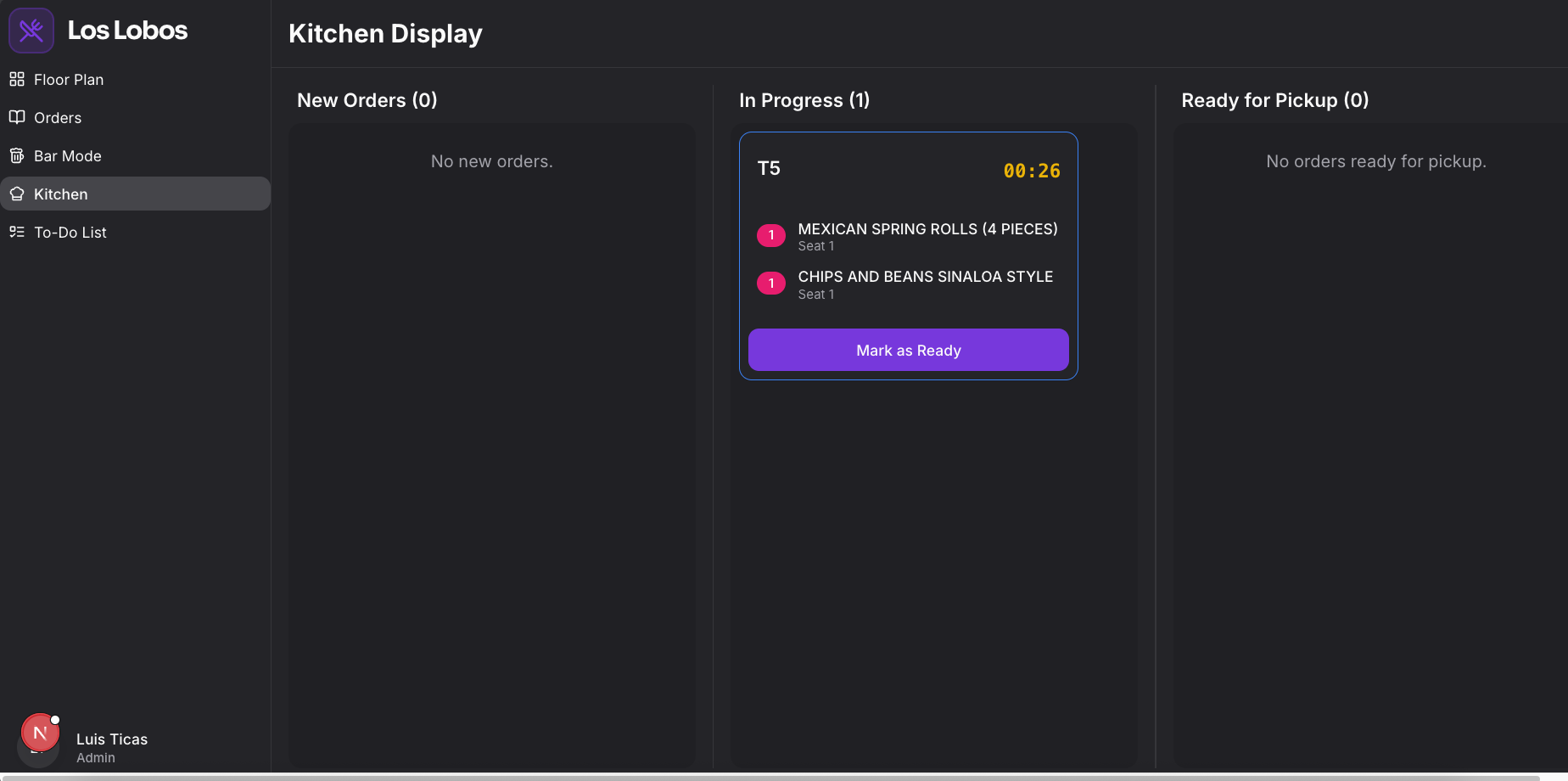 AI Parfait Dashboard - Kitchen
